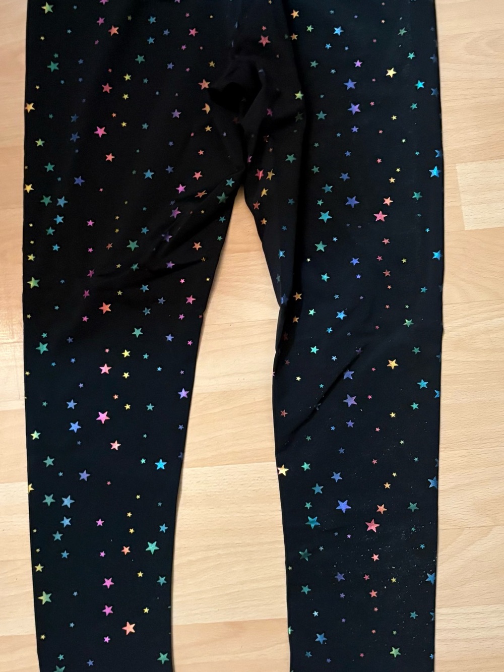 Women Black Star Print Leggings - Rainbow Stars
